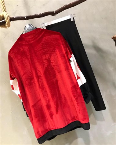 İki Renkli Kadife Sweat ( KIRMIZI)