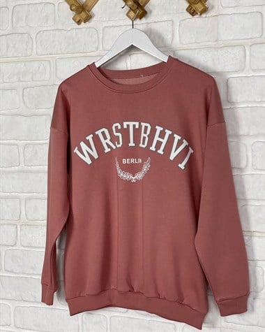 İkiiplik Kumaş İçi Şardonlu Sweatshirt (GÜL KURUSU)