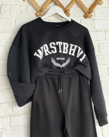 İkiiplik Kumaş İçi Şardonlu Sweatshirt (SİYAH)