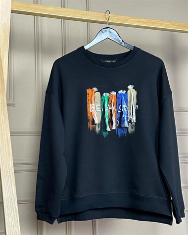 İkiiplik Kumaş Sweat (SİYAH)