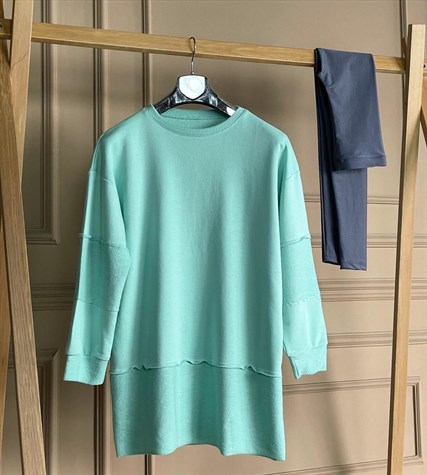 İkiiplik Sweat Kumaş Tunik Sweatshirt (MİNT)