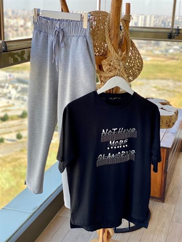 İnci Detaylı Tshirt (Siyah)