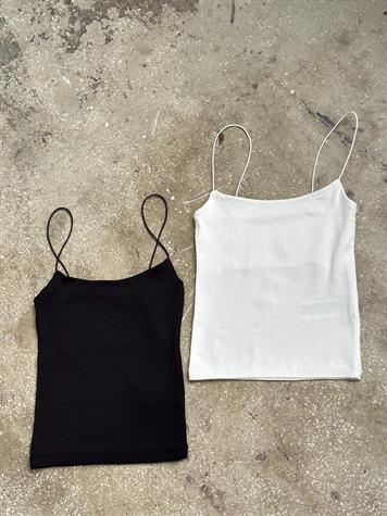 İp Askılı Basic Kadın Crop (Beyaz/Siyah)