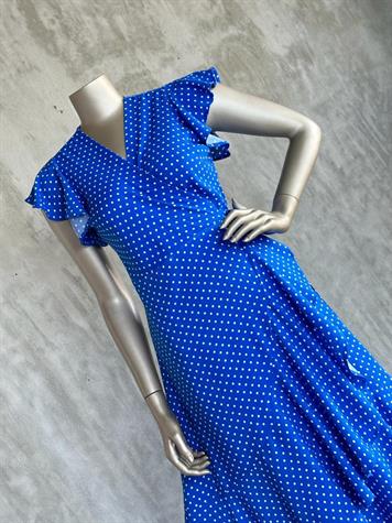 İspanyol Model Puantiyeli Kadın Elbise (Saks)