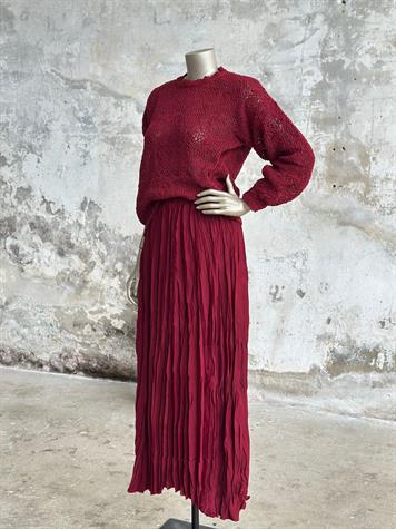 İthal Kırışık Maxi Boy Etek (Bordo)