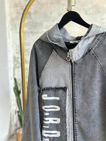 Jordan Yazı Baskılı Kot Ceket (Antrasit)