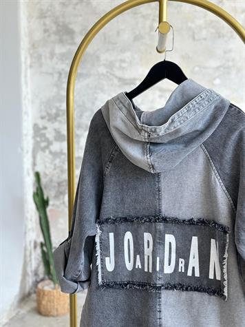 Jordan Yazı Baskılı Kot Ceket (Antrasit)