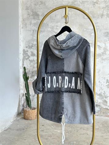 Jordan Yazı Baskılı Kot Ceket (Antrasit)
