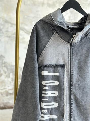 Jordan Yazı Baskılı Kot Ceket (Antrasit)