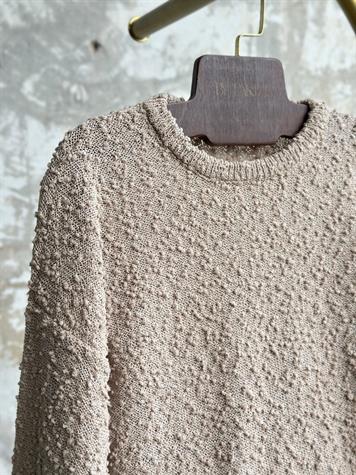 Kabartmalı Lüks Kaliteli Böcek İp Örgü Kazak (Bej)