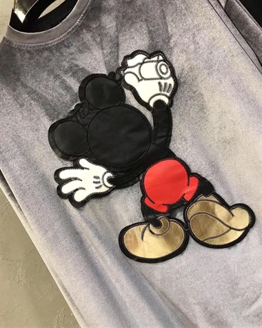Kadife Kumaş Mickey Sweat (GRİ)