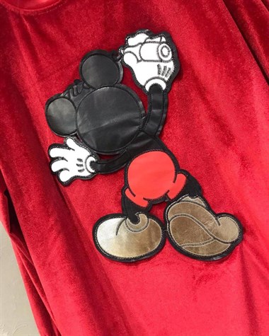Kadife Kumaş Mickey Sweat (KIRMIZI)