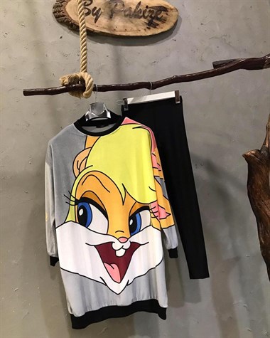 Kadife LOLA BUNNY Sweat (GRİ)