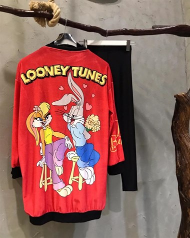 Kadife LOLA BUNNY Sweat (KIRMIZI)