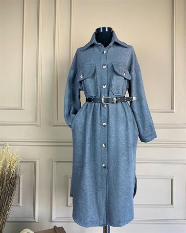 Kalın Kaşe Kumaş Tunik Ceket (KOYU GRİ)