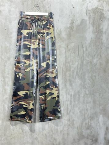 Kamuflaj Desen Bol Paça Lurex Kumaş Pantolon (Yeşil)