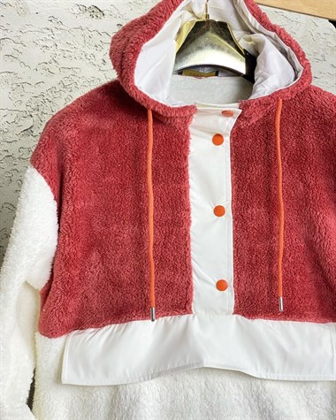 Kanguru Cepli Peluş Sweat (Kiremit)
