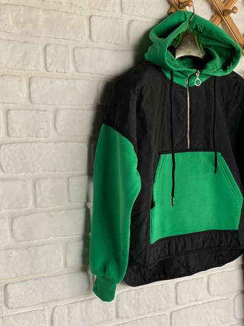 Kapitone Garnili Sweat (Yeşil)