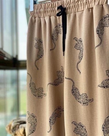 Kaplan Baskılı Eşofman Pantolon (Bej)