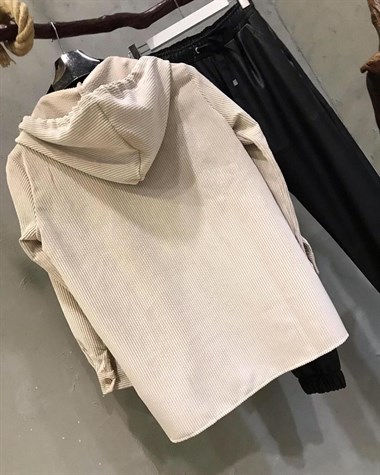 Kapşonlu Kadife Kumaş Ceket Gömlek