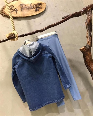 Kapşonlu Kot Sweat