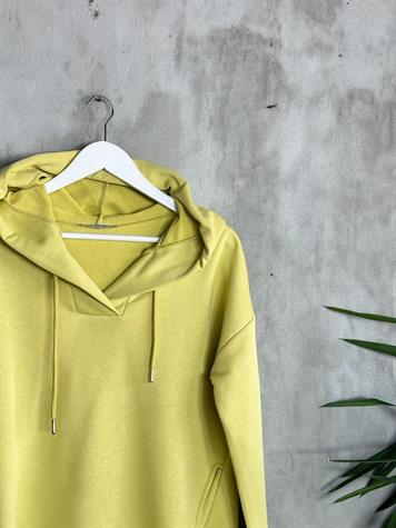 Kapşonlu Oval Kesim Kadın Sweat (Yağ Yeşili)