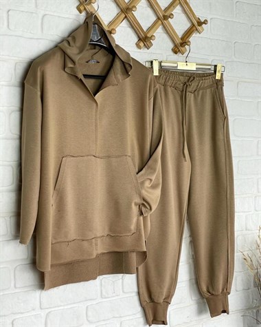 Kapşonlu Sweatshirt (CAMEL)