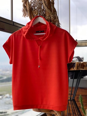 Kapşonlu Tshirt (AÇIK ORANJ)