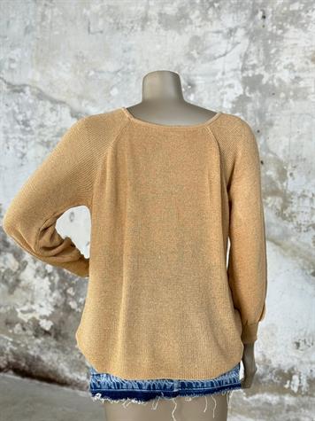 Kare Yaka Merserize Triko Örme Salaş Kazak (Camel)