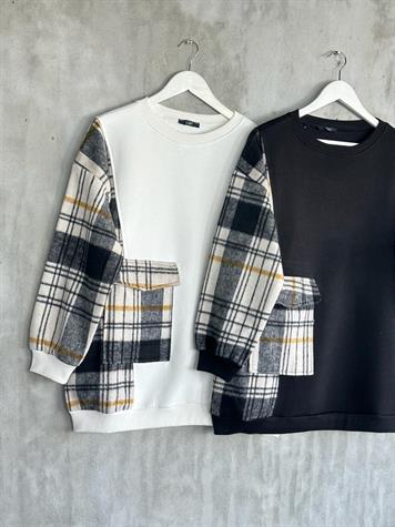Kaşe Cep Detaylı Kadın Sweat (Siyah)