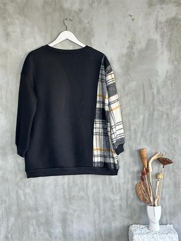 Kaşe Cep Detaylı Kadın Sweat (Siyah)