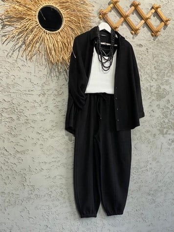 Kaşmir Doku Şalvar Model Takım (Siyah)