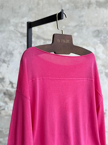 Kayık Yaka Merserize Kazak (Fuşya)