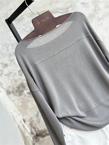 Kayık Yaka Merserize Kazak (Gri)