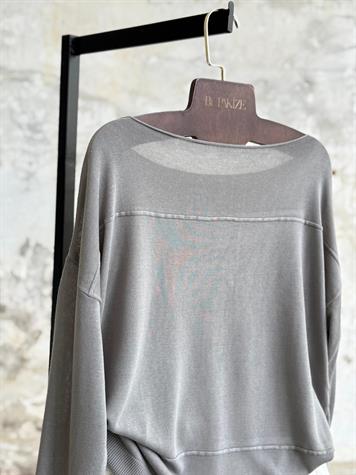 Kayık Yaka Merserize Kazak (Gri)