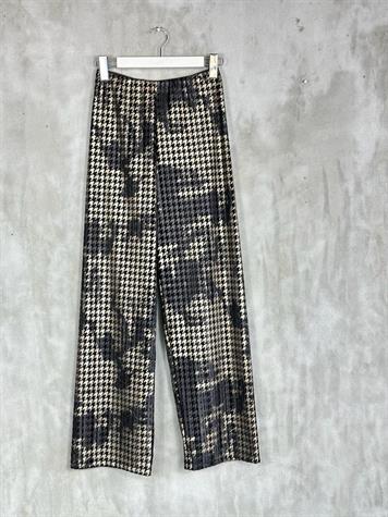 Kazayağı Desenli Kadife Kadın Pantolon (Siyah)