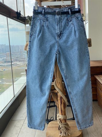 Kemerli Kot Pantolon (BUZ MAVİSİ)