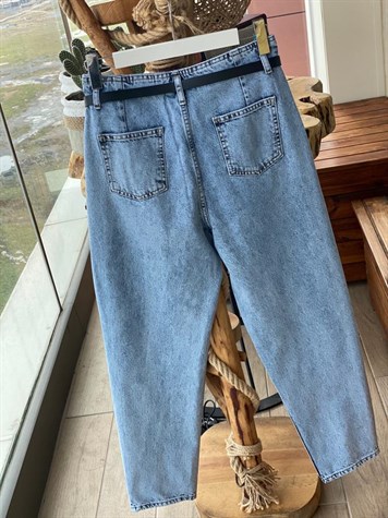 Kemerli Kot Pantolon (BUZ MAVİSİ)