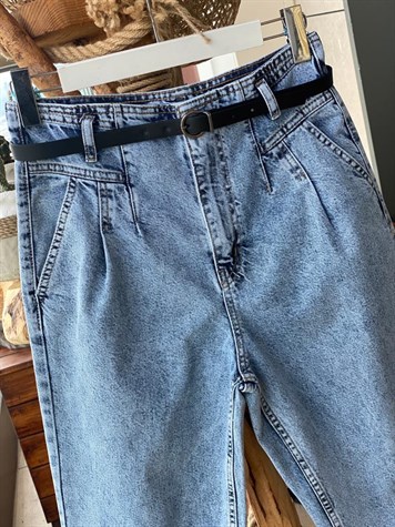 Kemerli Kot Pantolon (BUZ MAVİSİ)
