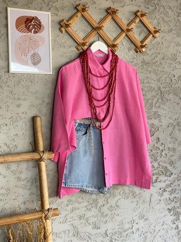 Keten Gömlek (Pembe)