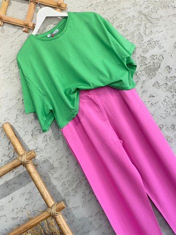 Keten Palazzo Pantolon (Pembe)