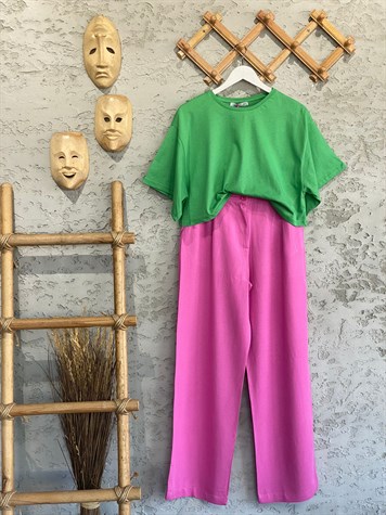Keten Palazzo Pantolon (Pembe)