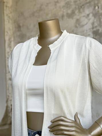 Kısa Kollu Triko Hırka (Beyaz)