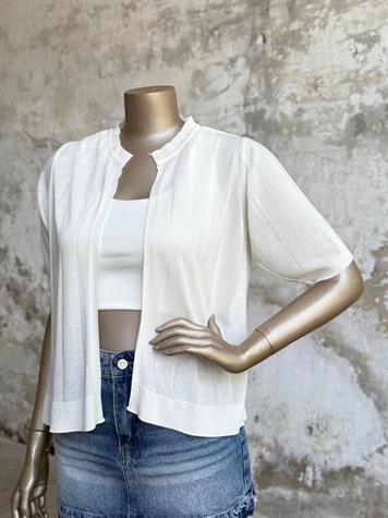 Kısa Kollu Triko Hırka (Beyaz)