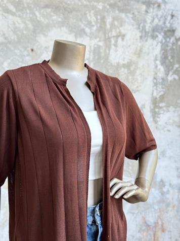 Kısa Kollu Triko Hırka (Kahve)