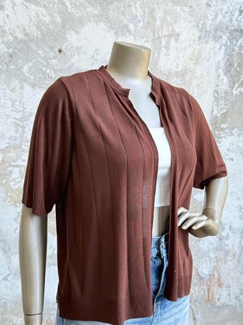 Kısa Kollu Triko Hırka (Kahve)