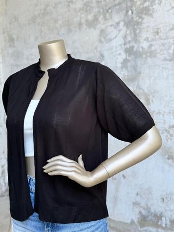 Kısa Kollu Triko Hırka (Siyah)