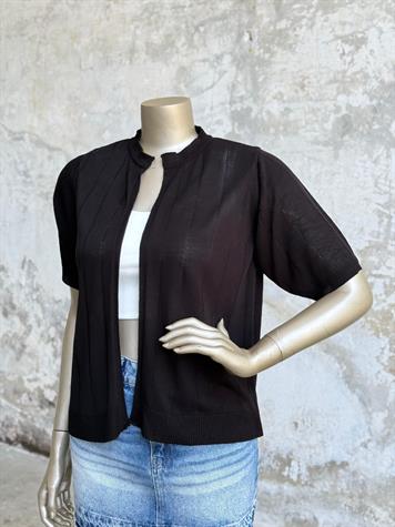 Kısa Kollu Triko Hırka (Siyah)