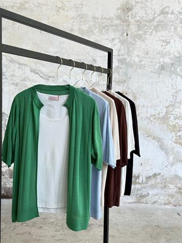 Kısa Kollu Triko Hırka (Taş)