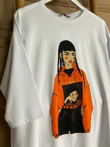 Kız Baskılı Salaş Tshirt